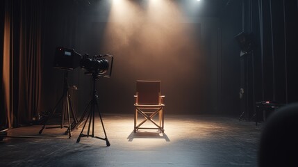 Movie Set with Spotlight and Director's Chair