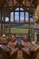 Fototapeta premium Cozy Mountain Retreat with Breathtaking Views