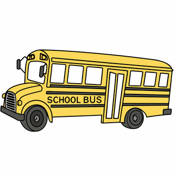 recommend clip art: A colorful school bus clip art illustration, depicting a classic yellow bus with windows and wheels, ideal for educational themes.