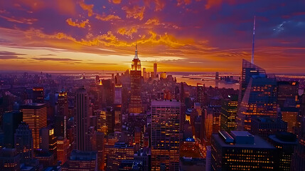 Obraz premium Cityscape Sunset Illustration