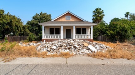 Demolished House  Home Renovation Debris  Building Wreckage