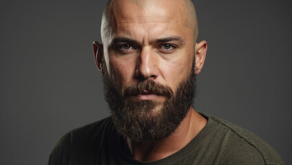 Obraz premium Man with Shaved Head and Beard