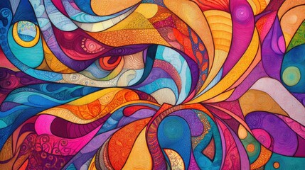 Unique abstract composition with luxurious patterns and bold colors, creating a marketable and impressive piece