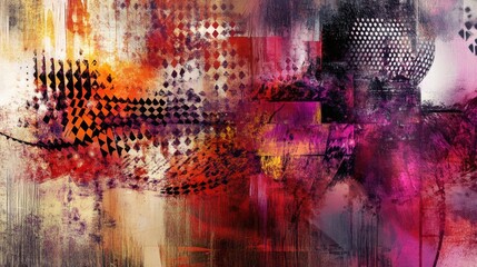 Unique abstract composition with luxurious patterns and bold colors, creating a marketable and impressive piece