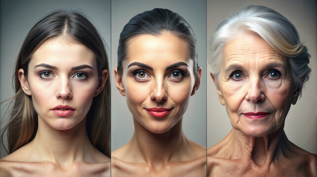 Generational portrait of women showing aging progression