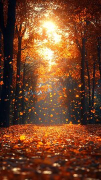 trees and red leaves, image on the theme of the best autumn background.