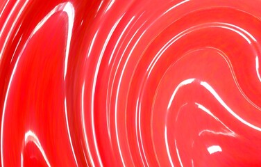 Vibrant Red Glossy Abstract Background with White Swirl Patterns and Dynamic Texture