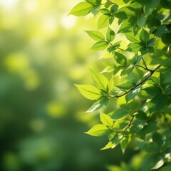 Obraz premium Vibrant green leaves, nature's artistry, a tranquil scene.