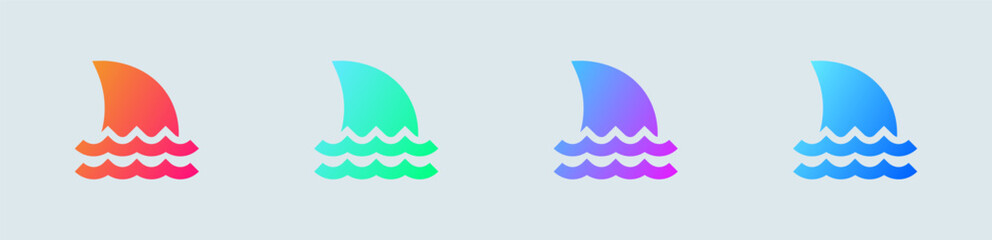 Shark solid icon in gradient colors. Fish signs vector illustration.