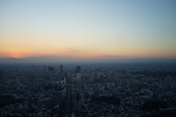 Obraz premium 夕暮れの巨大都市