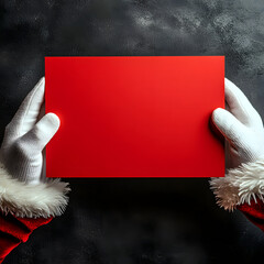 template ,postcard from Santa, letter to Santa Claus,Santa Claus, invitation ,Merry Christmas, New Year's holiday. Santa's hands are holding a red envelope, a postcard, a letter