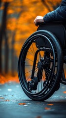 Autumn Wheelchair Scene: Accessibility in Colorful Fall Setting