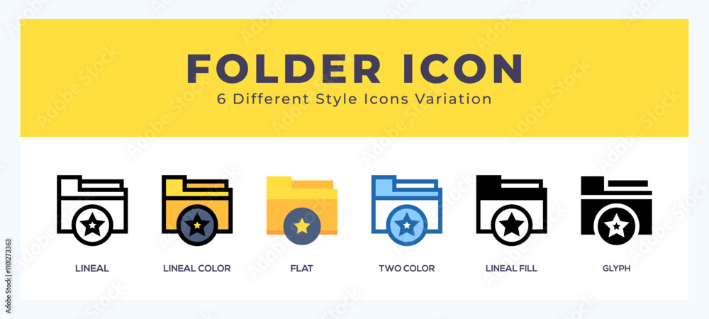 Wall mural folder icon set with different styles. design elements for logo. vector illustration.