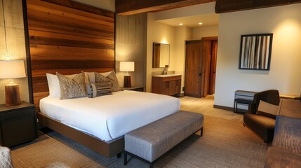 Luxurious Modern Bedroom with Rustic Touches