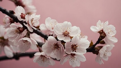 Obraz premium Cherry blossoms on soft pink background scene