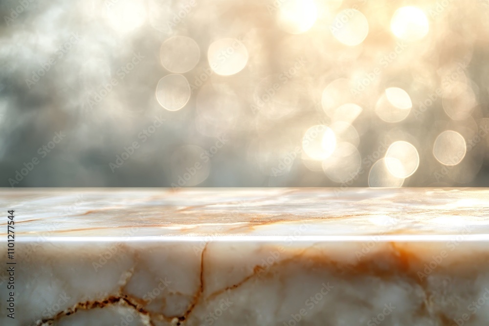 Fototapete empty marble table top with bokeh background.
