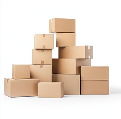 Fototapeta premium Stacked Cardboard Boxes for Shipping and Moving