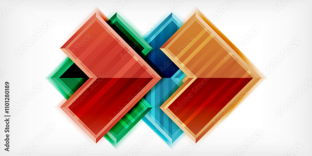 Poster Arrow symbols created with 3d effects and line texture geometric abstract background