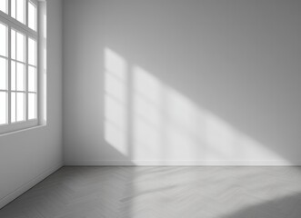 Obraz premium Empty Modern Room with Sunlight and Shadows