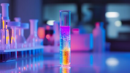 Colorful liquids in a test tube science experiment