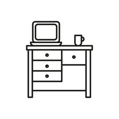Study table icon Simple thin line flat symbol