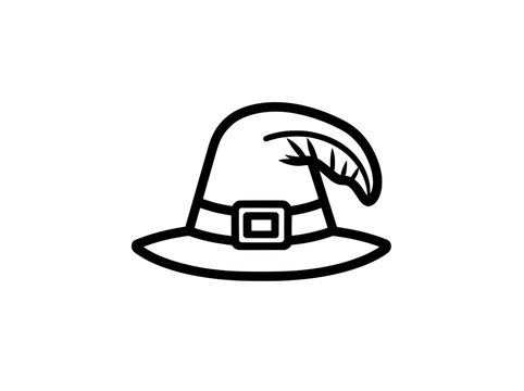 Thanksgiving pilgrim hat or capotain line art icon suitable for apps and websites.