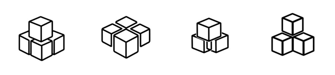 A contemporary line art icon featuring sugar cubes or ice cubes, perfect for food apps and websites.