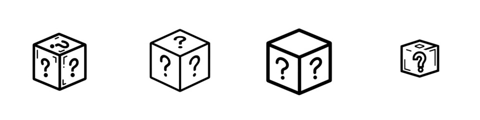 A modern, flat icon representing a mystery box or random loot box for games and applications.