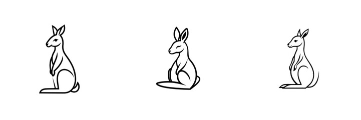 Fototapeta premium A modern illustration featuring a kangaroo in a one-line drawing on a white, isolated background.