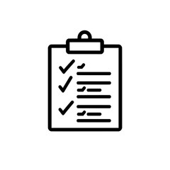 A flat icon featuring a clipboard with a checklist survey form, designed for use in apps and websites.