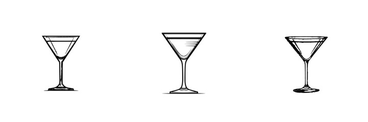 A Martini cocktail represented with a flat icon for use in apps and websites.