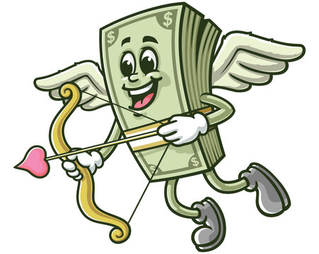 recommend clip art: Money Cash with Cupid style,   Cartoon Character Mascot Illustration Vector Clip-art Hand-drawn Logo Design