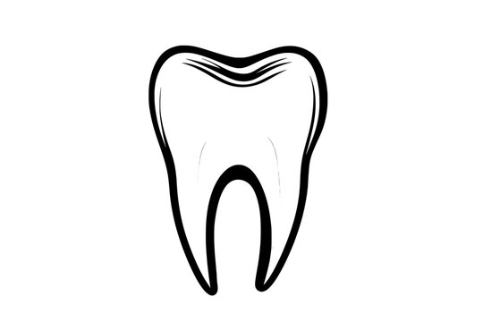 A dentistry logo featuring a molar tooth, depicted as a single continuous line.