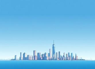 Fototapeta premium New York City Skyline Panorama - A Calm Morning View