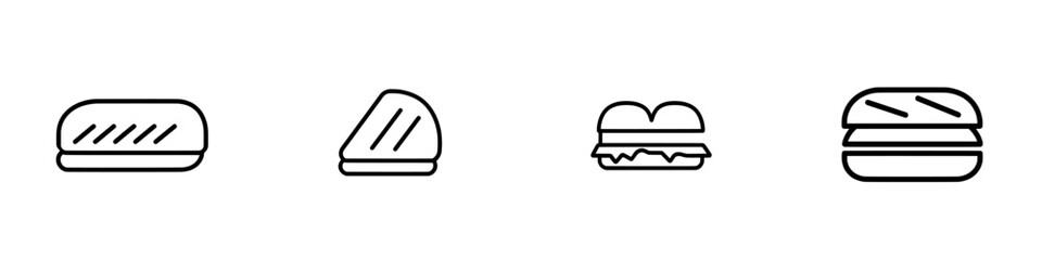 A single continuous line drawing of a tasty sandwich, ideal for a cafe, restaurant, or food shop, representing fast food or junk food in a modern illustration.