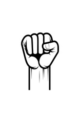 Obraz premium An unbroken line drawing of a strong fist held aloft, showing a human arm with clenched fingers, represents a contemporary illustration. This artwork conveys themes of protest, revolution, freedom,