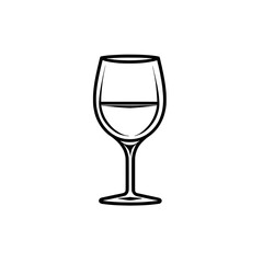 Fototapeta premium A freehand style sketch of a red wine glass on a white background, depicted with a single black line. This hand-drawn design represents an alcohol drink concept, perfect for use in restaurants,