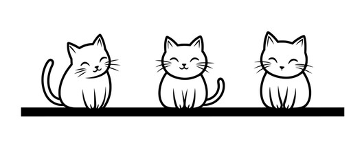 Fototapeta premium A modern continuous line sketch featuring cats sitting.