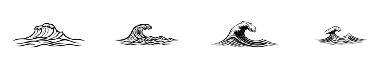 Fototapeta premium Modern flat icon of a wind or water wave for nature apps and websites.