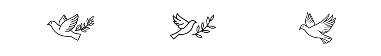 Fototapeta premium A seamless line drawing of a dove with an olive branch, representing peace and freedom in a straightforward linear design. Suitable as a national labor movement icon, with an adjustable stroke and a