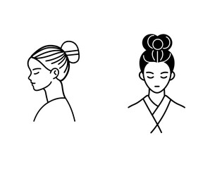 Fototapeta premium A modern line drawing of a girl with beautiful hair, showing a woman with long hair.