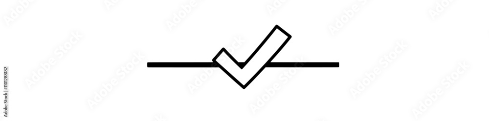 Poster a check mark drawn in one continuous line. a tick icon represented in a single line. a one-line draw