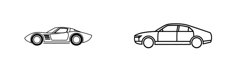 Obraz premium A car, split in half. A single continuous line drawing. A modern, simple line illustration.