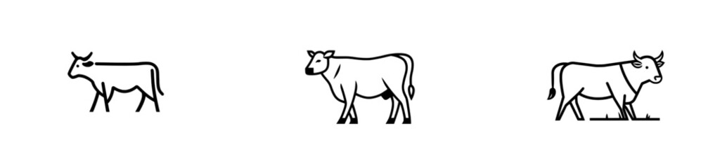 Obraz premium A modern, premium illustration of a cow in a single continuous line, depicting milk cattle and beef farming, with a simple linear style that symbolizes a pasture and meat farm.