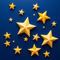 Fototapeta premium Gold Stars on Blue Background,