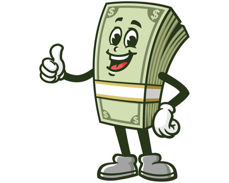 recommend clip art: Money Cash with thumb up pose,  Cartoon Character Mascot Illustration Vector Clip-art Hand-drawn Logo Design