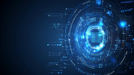 Obraz premium A blue background featuring circles, lines, and shapes is a great choice for laptop design. This abstract design, complete with a low poly wireframe, is perfect for showcasing your business.