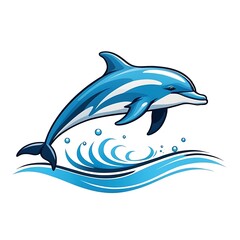 Obraz premium Leaping dolphin logoisolated on white background 