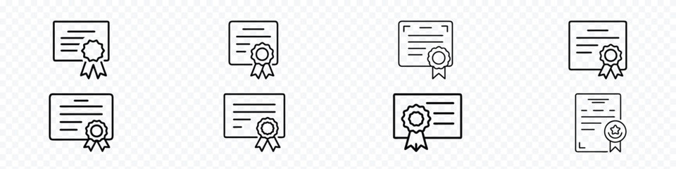 Certificate badge icon.  certificate icon symbol sign, Diploma certificate line icon.  certificate icon. Achievement, award, grant, diploma concepts. 