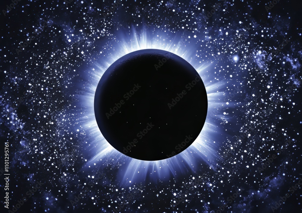 Canvas Prints a blue-glowing earth experiences an eclipse in the midst of the deep starry space. at the same time,